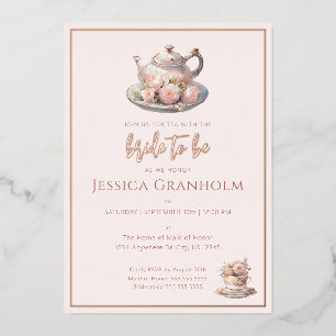 Invitation En Aluminium Thé à la rose dorée rose mariage Shower
