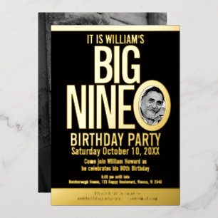 Invitation En Aluminium The Big Nine 0 90th Birthday photo graphique