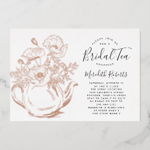 Invitation En Aluminium Thé de Fête des mariées de théière Floral Rose