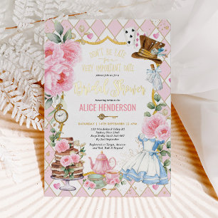 Invitation En Aluminium Thé de mariage floral rose Alice au pays des merve