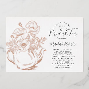 Invitation En Aluminium Théière florale en or rose véritable pour thé de d