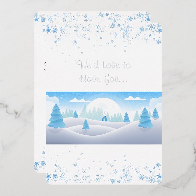 Invitation En Aluminium Thème d'hiver Noël (Recto/Verso)