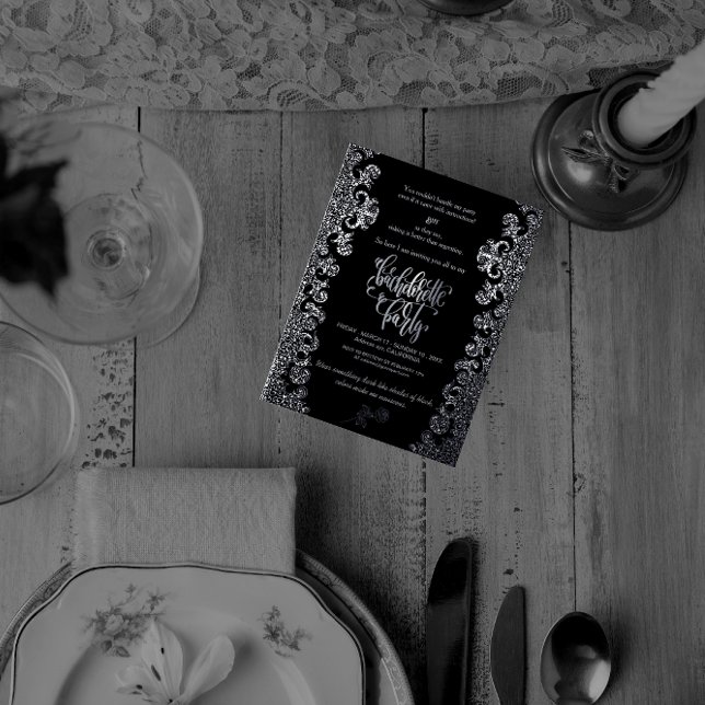Invitation En Aluminium Thème gothique Fête de Bachelorette noire (Créateur téléchargé)