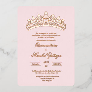 Invitation En Aluminium Thème rose clair Quinceanera