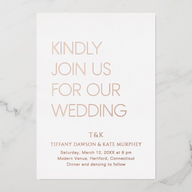Invitation En Aluminium Tiffany Bold Mariage moderne (Recto)