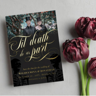 Invitation En Aluminium Til Death Do Us Part Skeleton Photo Save Date