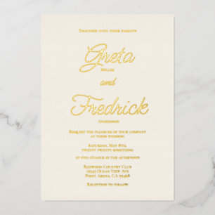 Invitation En Aluminium Timeless Simple Elegance Gold Script Mariage