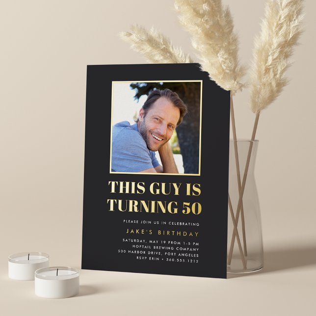Invitation En Aluminium Titre 50e anniversaire de la fête Photo (Créateur téléchargé)