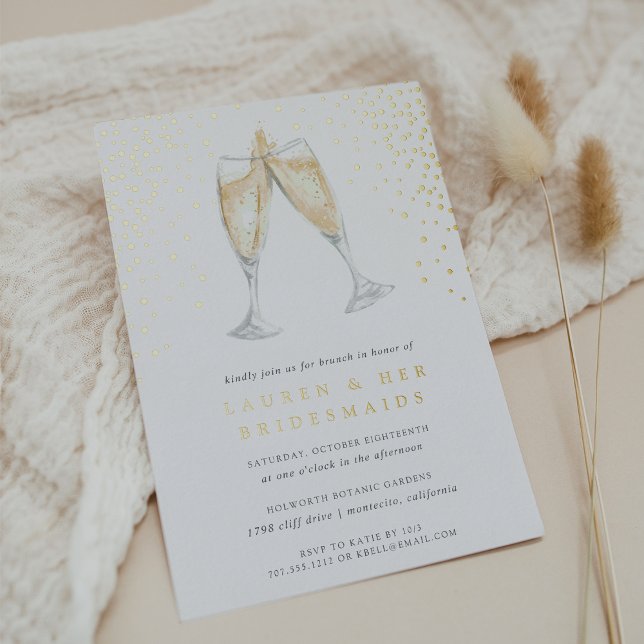 Invitation En Aluminium Toast Champagne | Bridesmaids Brunch Gold (Créateur téléchargé)
