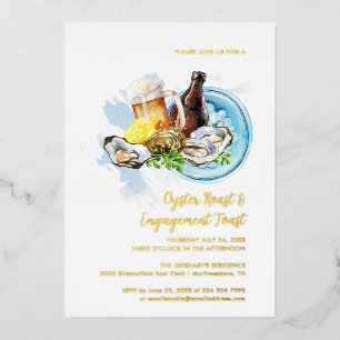 Invitation En Aluminium Toast Fiançailles Oyster Seafood Party Gold