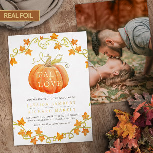 Invitation En Aluminium Tombe dans l'amour citrouille et feuille mariage a