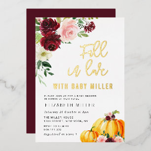 Invitation En Aluminium tomber amoureux baby shower feuille d'or invitatio