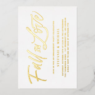 Invitation En Aluminium Tomber dans l'amour Letter Gold Engagement Party