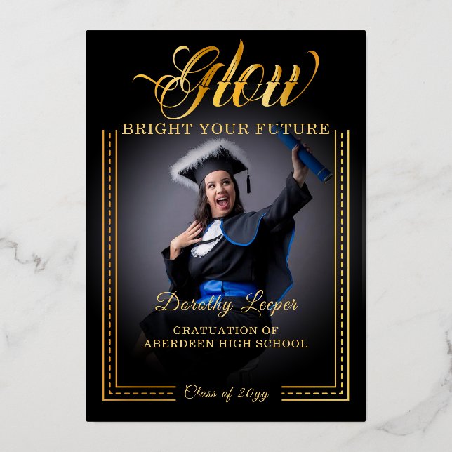 Invitation En Aluminium Touche dorée Illuminez votre avenir (Recto)