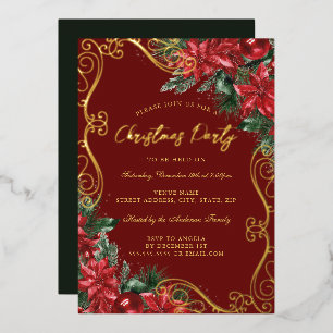 Invitation En Aluminium Tourbillon Floral de Fête Rouge Vert Noël Fête