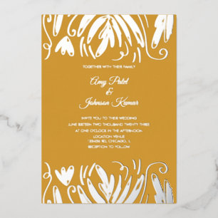 Invitation En Aluminium Tourbillons floraux de mariage hindou indien press
