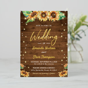 Invitation En Aluminium Tournesol Automne Mariage Rustique Campagne Or
