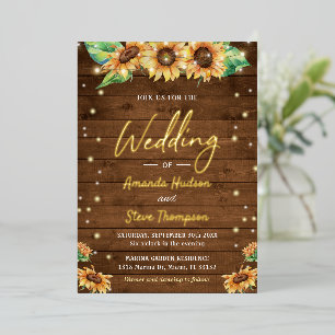 Invitation En Aluminium Tournesol Automne Russe Mariage campagnard Or