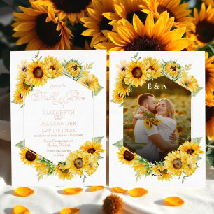 Invitation En Aluminium Tournesol Automne Tomber Amoureux Photo Mariage Ré