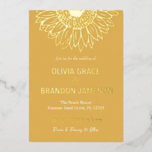Invitation En Aluminium Tournesol Jaune Mariage Floral moderne