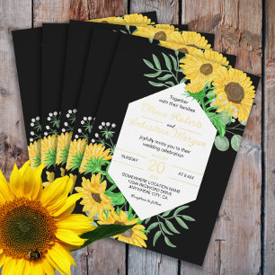 Invitation En Aluminium Tournesols jaunes aquarelle sur fond de mariage no