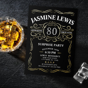 Invitation En Aluminium Tout âge Vintage Whiskey Thème Surprise Anniversai