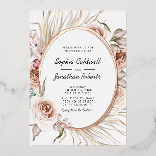 Invitation En Aluminium Tout en un Mariage Boho Floral Real Rose Or