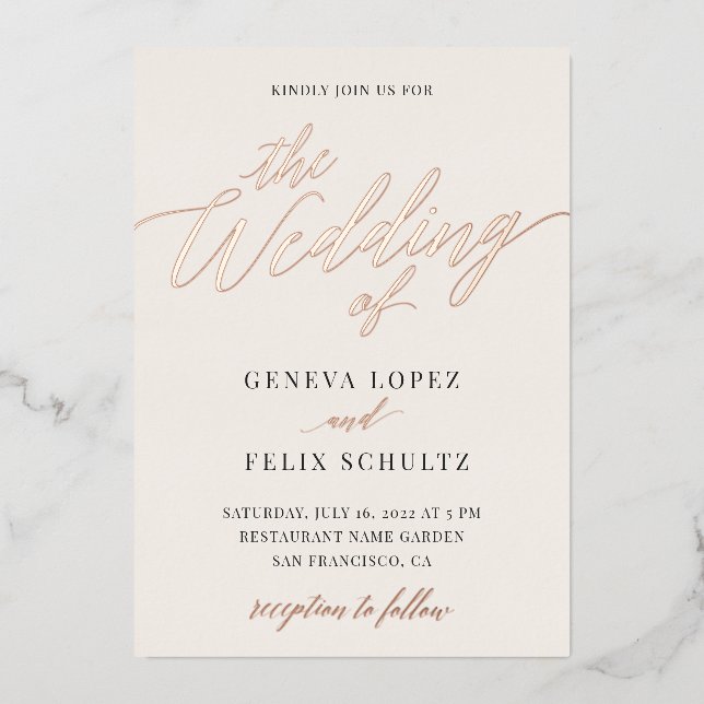 Invitation En Aluminium Tout en un Rose classique d'huile à la main Lettré (Recto)