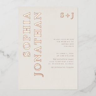 Invitation En Aluminium Tout en un Rose Mariage de typographie Gold Bold