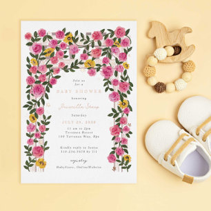 Invitation En Aluminium Trellis de tournesols de roses Fête prénatale de j