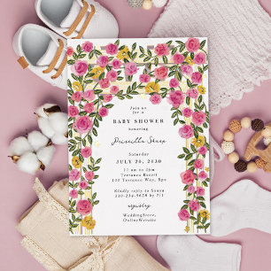 Invitation En Aluminium Trellis Tournesol Rose Printemps Jardin Baby Showe