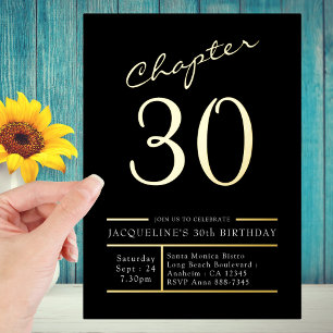 Invitation En Aluminium Trente Black Gold 30e Anniversaire de la fête Gold
