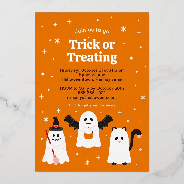 Invitation En Aluminium Trick d'Halloween adorable ou le traitement des fa (Recto)