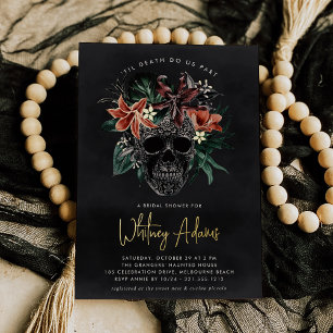 Invitation En Aluminium Tropical Floral Crâne Halloween Enterrement de Vie