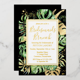 Invitation En Aluminium Tropical Gold & Black Bridesmaids Brunch Shower