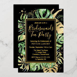 Invitation En Aluminium Tropical Gold & Black Bridesmaiers Tea Party