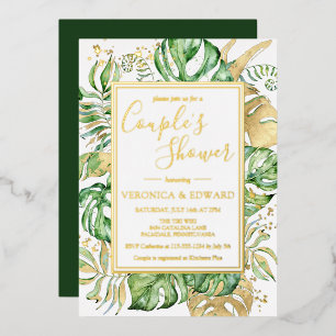 Invitation En Aluminium Tropical Modern Frame Couple's Wedding shower Gold