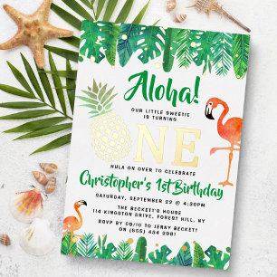 Invitation En Aluminium Tropical Summer Beach Luau Boys 1er Anniversaire R