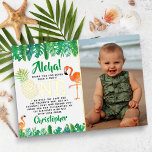 Invitation En Aluminium Tropical Summer Beach Luau Boys 1er Birthday Photo<br><div class="desc">Dites merci dans le style avec ces vraies feuilles pressées 1er anniversaire,  doux et très tendance,  photo merci cartes. Ce design est facile à personnaliser avec votre propre photo spéciale et votre libellé et vos invités seront ravis quand ils recevront ces fabuleux remerciements.</div>