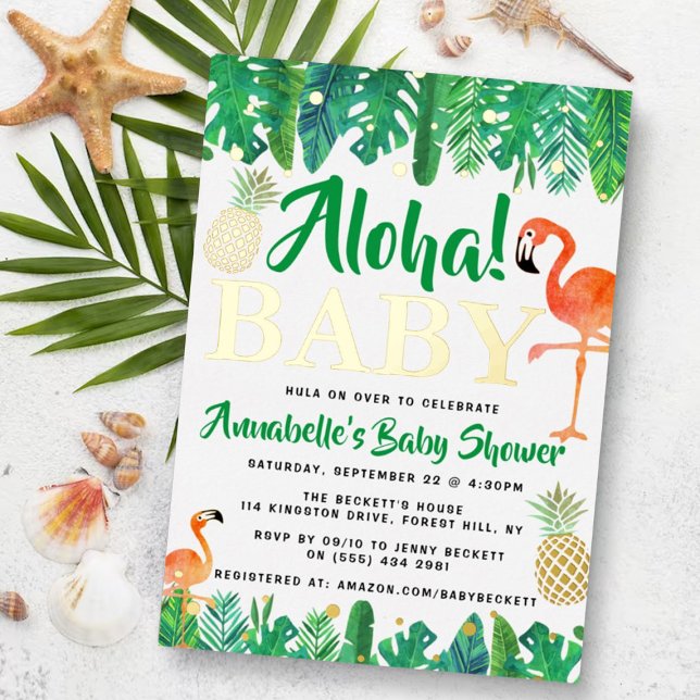 Invitation En Aluminium Tropical Summer Beach Luau Boys Baby shower Real (Créateur téléchargé)