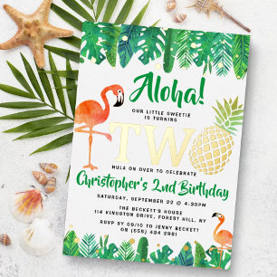 Invitation En Aluminium Tropical Summer Beach Luau Garçons 2e Anniversaire