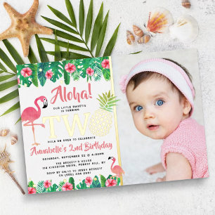 Invitation En Aluminium Tropical Summer Beach Luau Girl 2e anniversaire Ph