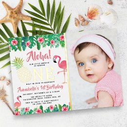 Invitation En Aluminium Tropical Summer Beach Luau Girls 1er Anniversaire 