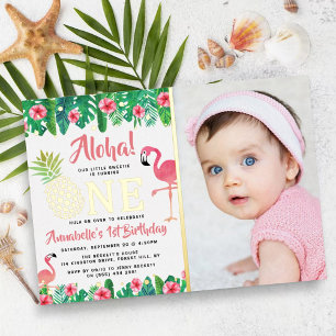 Invitation En Aluminium Tropical Summer Beach Luau Girls 1er Anniversaire 
