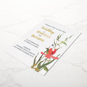 Invitation En Aluminium Tulipe Florale de Mariage à Feuille d'Argent Print