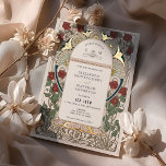 Invitation En Aluminium Turquoise Bourgogne Rouge or Mariage Art Nouveau<br><div class="desc">Voici notre faire-part de mariage Bougainvillea Nouveau, un ensemble sophistiqué inspiré par l'oeuvre fascinante d'Alphonse Mucha, l'une des figures les plus en vue du mouvement Art Nouveau. La collection insuffle élégamment les tonalités vibrantes des bougainvilliers bordeaux et turquoises foncés ainsi que les subtilités de la verdure ornementale qui apportent un...</div>