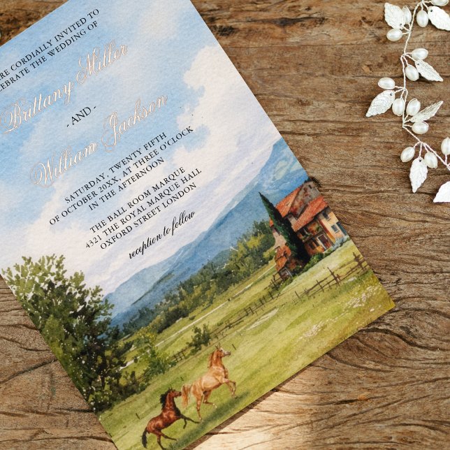 Invitation En Aluminium Tuscan-Inspired Countryside Landscape Wedding  (Créateur téléchargé)