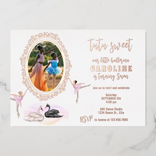 Invitation En Aluminium Tutu Sweet Ballerina Ballet Swans Anniversaire (Recto)