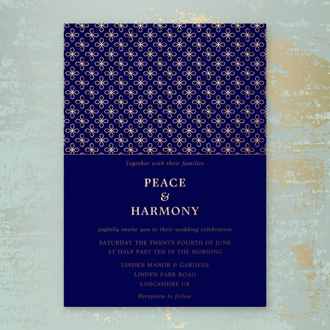 Invitation En Aluminium Twilight Charms Rose Gold Marine Mariage bleu (Créateur téléchargé)