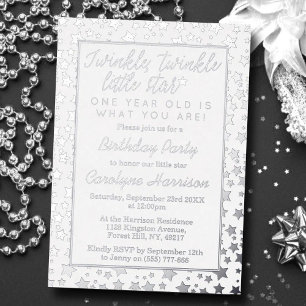 Invitation En Aluminium Twink, Twinkle Little Star 1er anniversaire réel